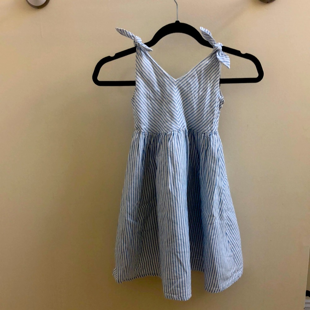 Girls Blue and White Striped Summer Dress